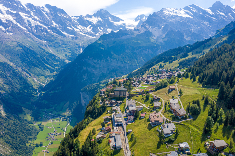 The Bernese Oberland region of Switzerland features the idyllic village of Murren